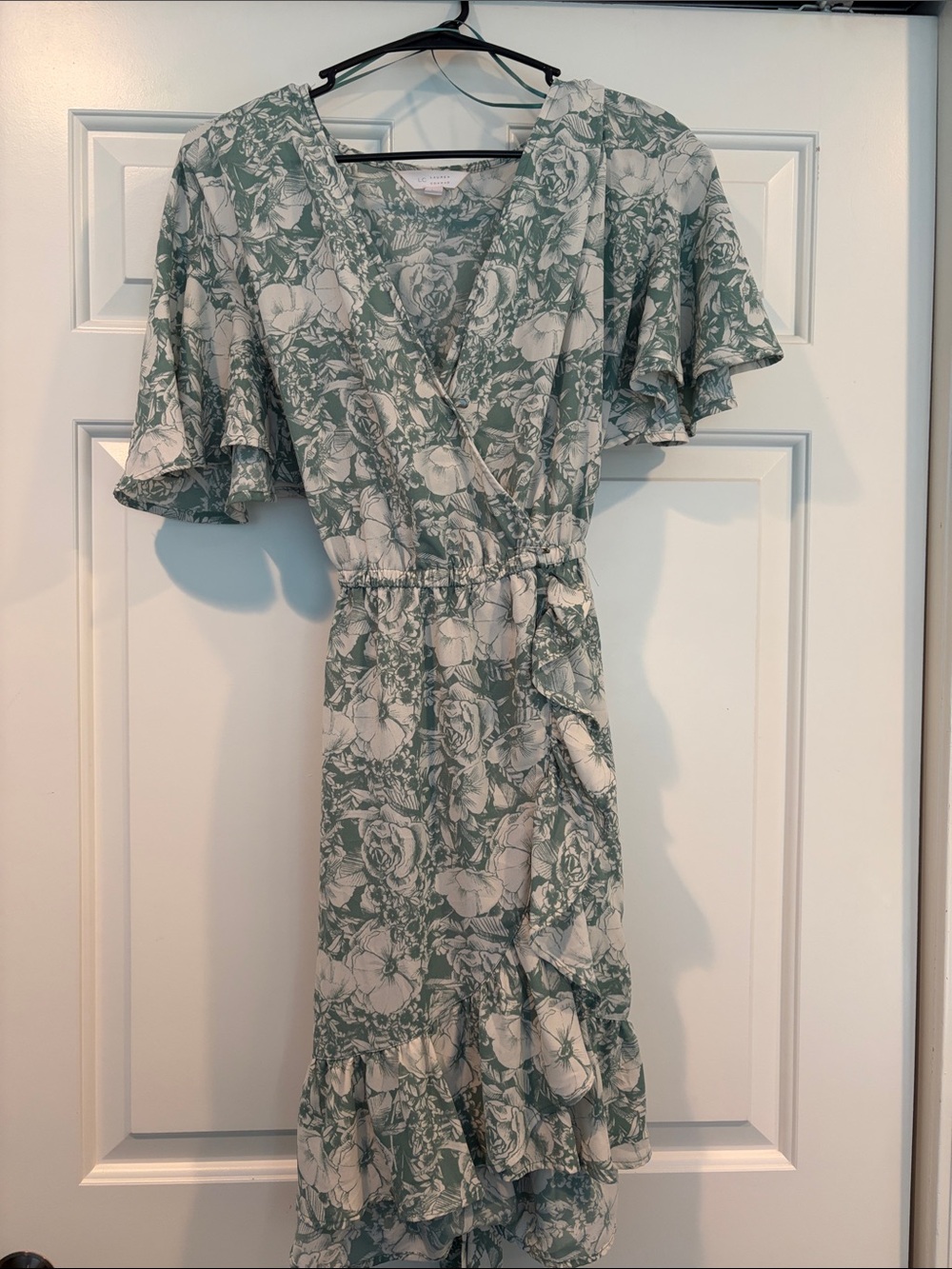 LC Lauren Conrad Sage Floral Wrap Midi Dress